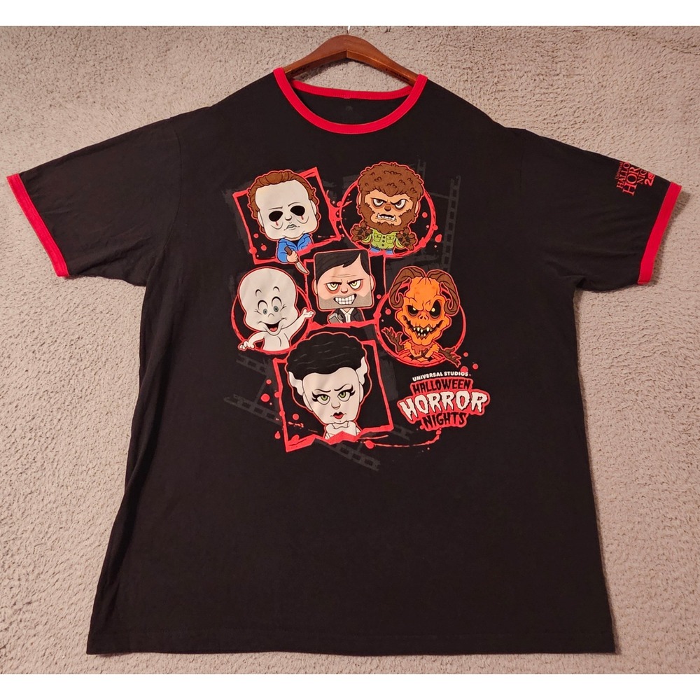 Universal Studios Halloween Horror Nights 2022 Ringer T-Shirt Mens XL Black Red